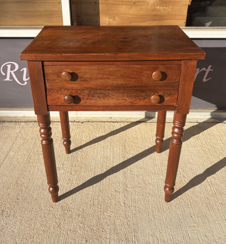 Antique Walnut Two Drawer Sheraton Style Stand Antique Walnut Two Drawer Sheraton Style Stand