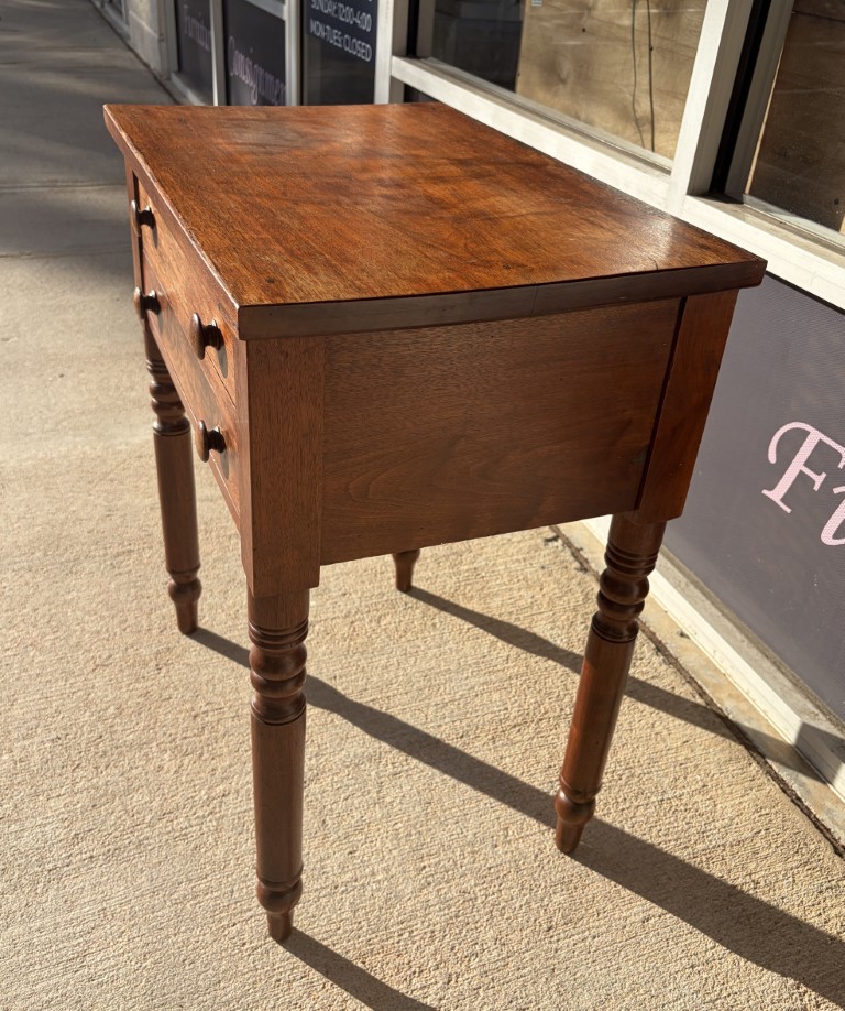 Antique Walnut Two Drawer Sheraton Style Stand Antique Walnut Two Drawer Sheraton Style Stand