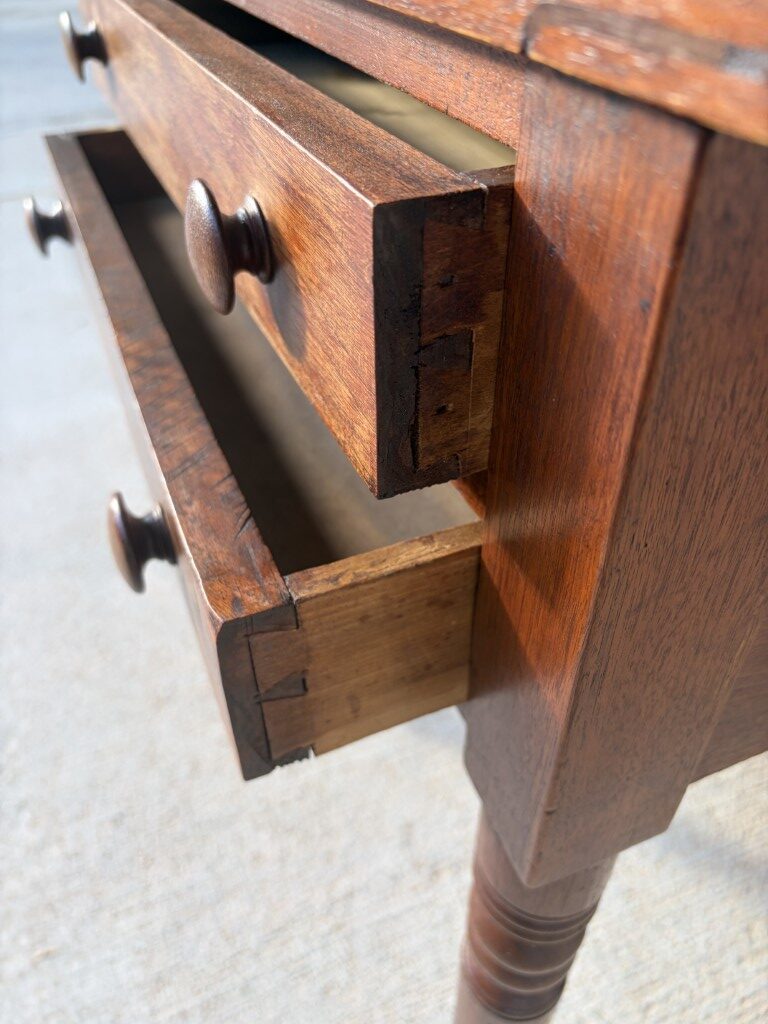 Antique Walnut Two Drawer Sheraton Style Stand Antique Walnut Two Drawer Sheraton Style Stand