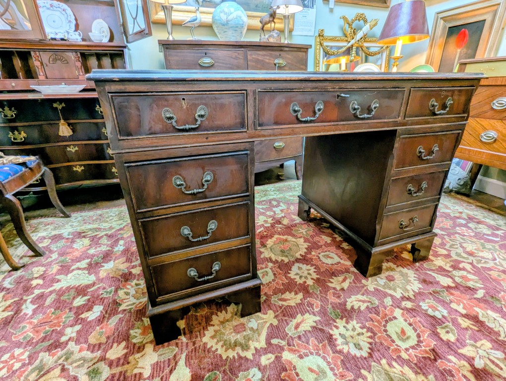 Antique English Mahogany Leather Top Desk Antique English Mahogany Leather Top Desk