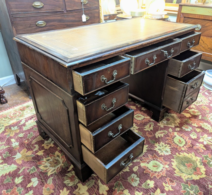 Antique English Mahogany Leather Top Desk Antique English Mahogany Leather Top Desk
