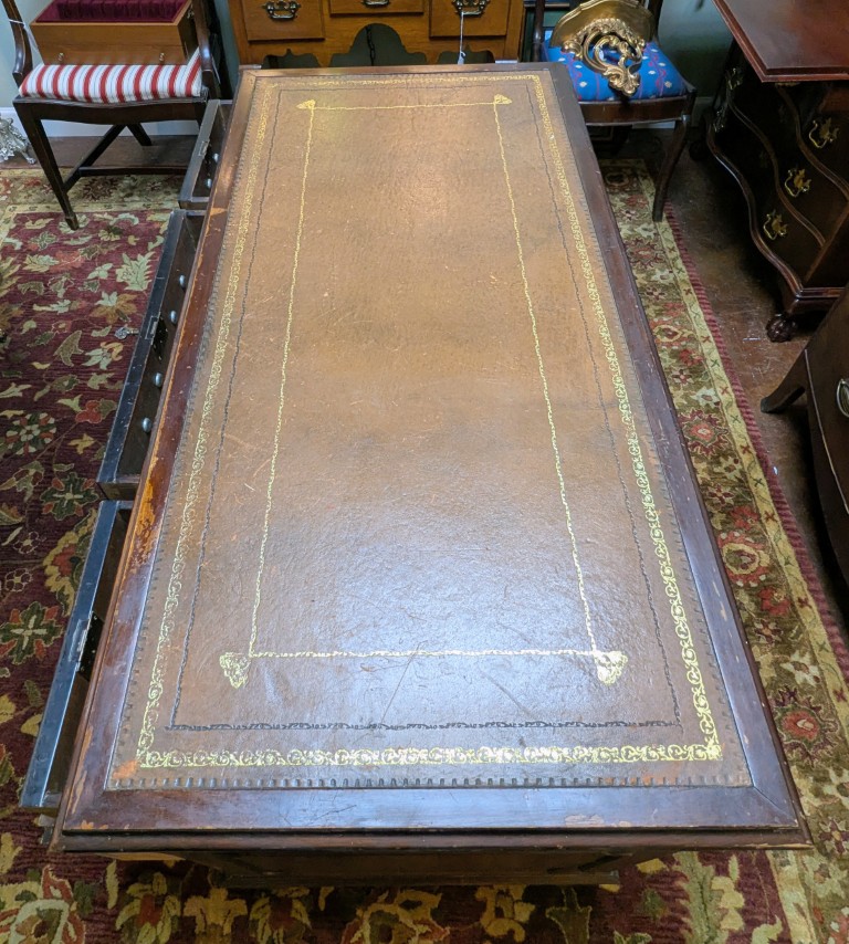 Antique English Mahogany Leather Top Desk Antique English Mahogany Leather Top Desk