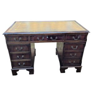 Antique English Mahogany Leather Top Desk