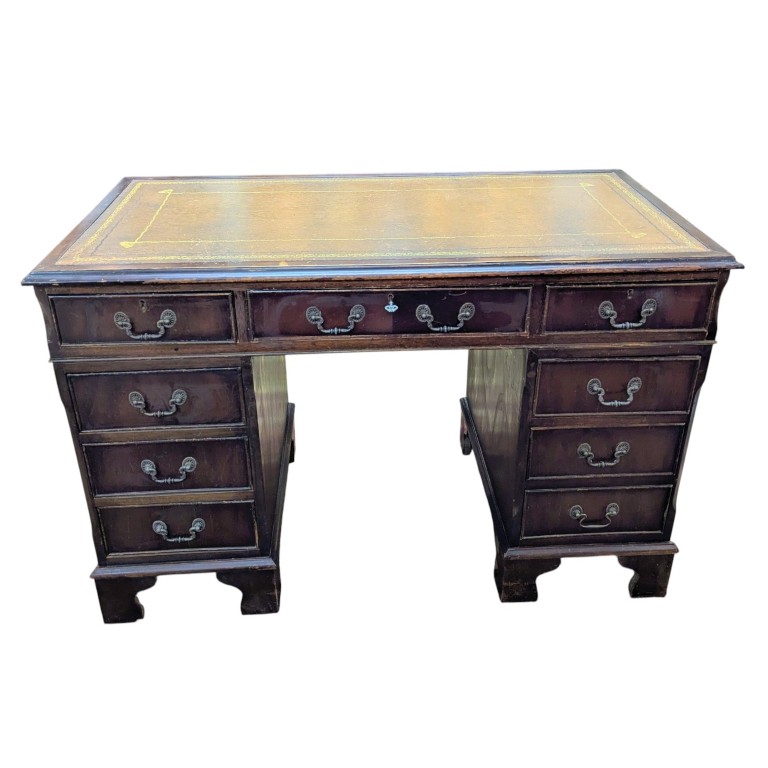 Antique English Mahogany Leather Top Desk Antique English Mahogany Leather Top Desk